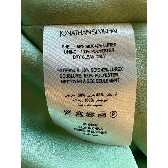 Jonathan Simkhai The Cassia Metallic Chevron Silk/Lurex Midi Skirt in Celery- Si - Picture 6 of 7